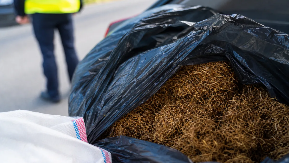 Pościg w Piekarach Śląskich. Policjanci znaleźli prawie 25 kg tytoniu