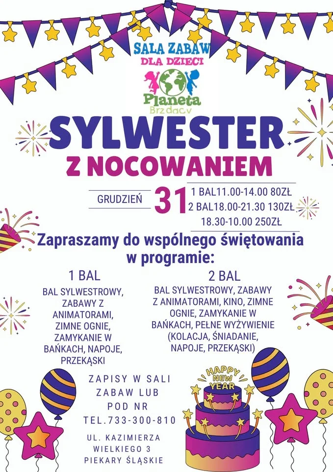 Grafika promocyjna wydarzenia Bal sylwestrowy z nocowaniem — Piekary Śląskie