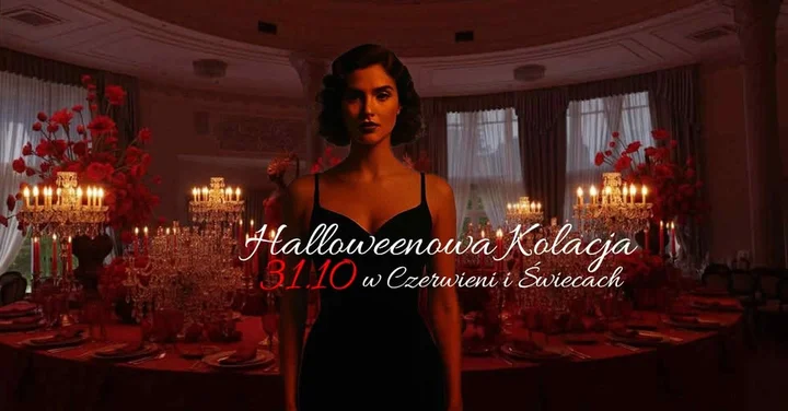 Grafika promocyjna wydarzenia Ekskluzywne Halloween — Kolacja w Czerwieni i Świecach