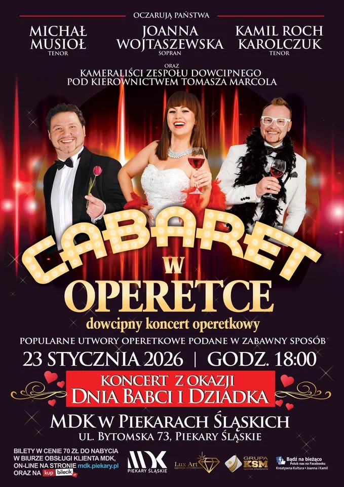 Grafika promocyjna wydarzenia Cabaret w Operetce — koncert kabaretowo-operetkowy w Piekarach Śląskich