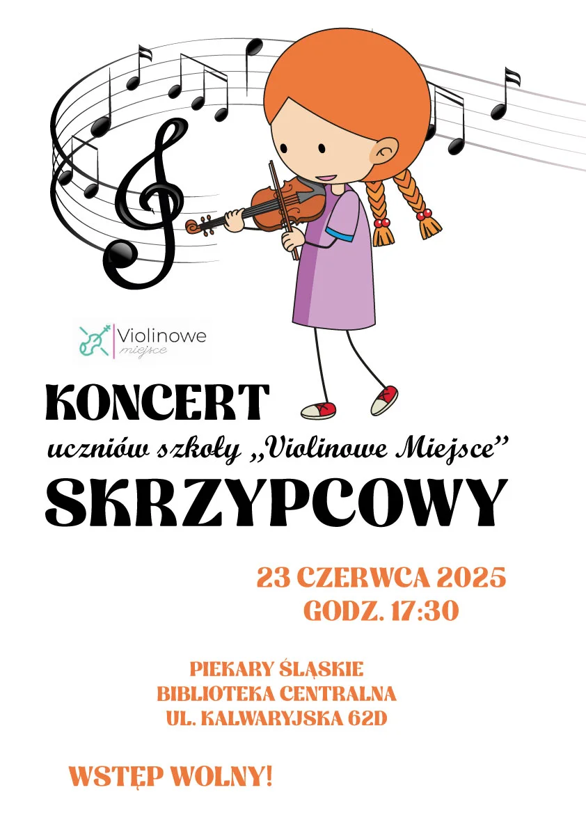 Grafika promocyjna wydarzenia Koncert uczniów szkoły skrzypcowej w Piekarach Śląskich