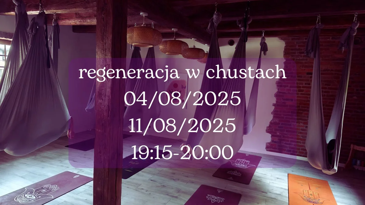 Grafika promocyjna wydarzenia Regeneracja ciała i umysłu podczas zajęć w chustach