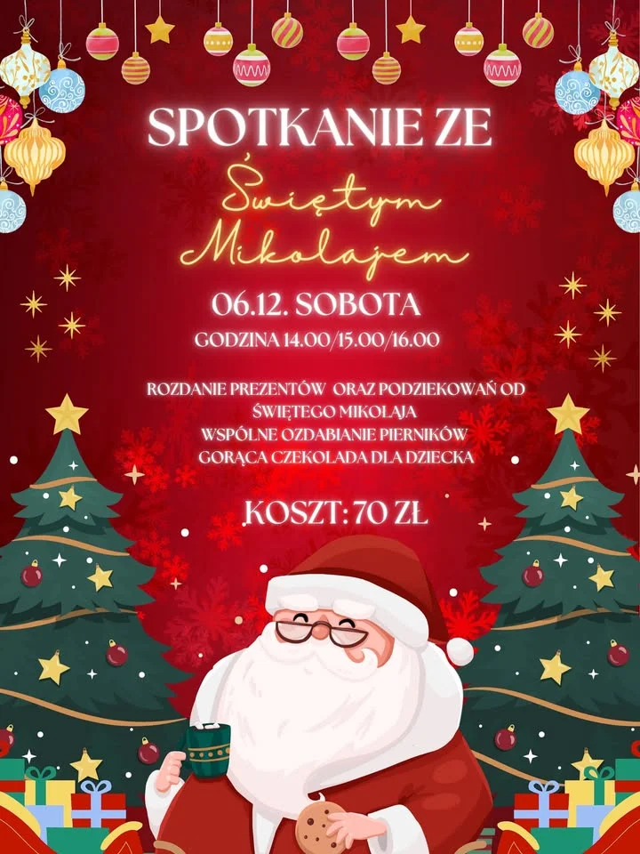 Grafika promocyjna wydarzenia Spotkanie ze Świętym Mikołajem — magiczne popołudnie dla dzieci w Piekarach Śląskich