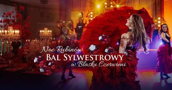 Grafika promocyjna wydarzenia SYLWESTER 2025/26 — Rubinowa Noc w Rezydencji Luxury Hotel