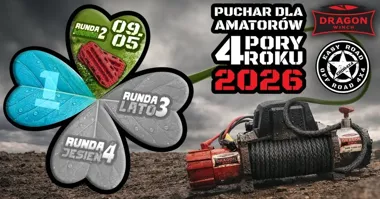 Grafika promocyjna wydarzenia Cztery Pory Roku EROR4X4 & Dragon Winch: wiosenny rajd 4x4 w Piekarach Śląskich
