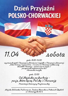 Grafika promocyjna wydarzenia Dzień Przyjaźni Polsko-Chorwackiej w Bibliotece Centralnej