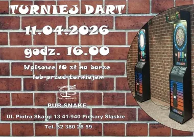 Grafika promocyjna wydarzenia Turniej Dart w Piekarach Śląskich