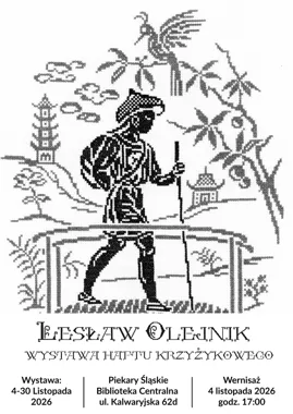 Grafika promocyjna wydarzenia Wernisaż wystawy haftu krzyżykowego Lesława Olejnika