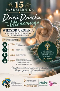 Grafika promocyjna wydarzenia Wieczór Ukojenia w Piekarach Śląskich