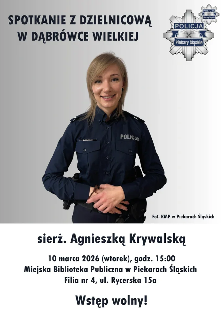 Spotkanie z Dzielnicową - porozmawiaj o bezpieczeństwie i oszustwach w Dąbrówce Wielkiej