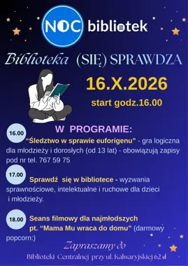 Grafika promocyjna wydarzenia Noc Bibliotek 2026